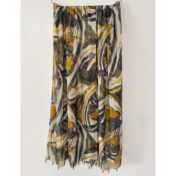 Collection Eighteen Scarf Sheer Boho Animal Print‎ Shawl Beaded Tassel 42x71” - Picture 1 of 8